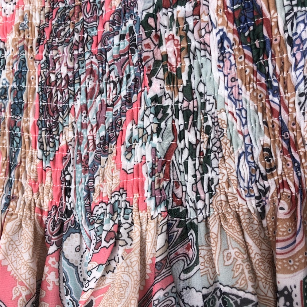 NWT Soieblu Baltic Born Strapless Paisley Print Maxi Dress Pastel Size Large - Picture 10 of 14